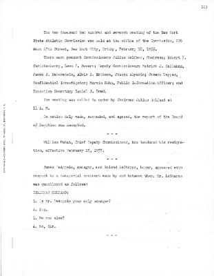 New York State Athletic Commission Minutes, February - April 1955