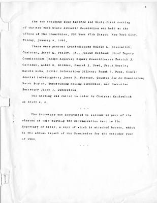 New York State Athletic Commission Minutes, January - March 1961