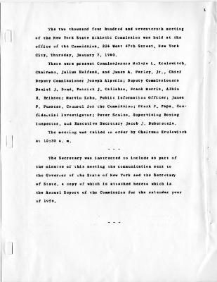 New York State Athletic Commission Minutes, January - March 1960