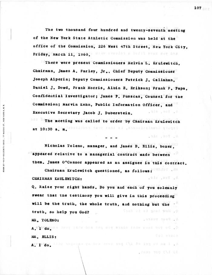 New York State Athletic Commission Minutes, March - May 1960