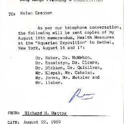 Note from Richard H. Mattox to Helen Grennon