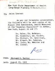 Note from Richard H. Mattox to Helen Grennon