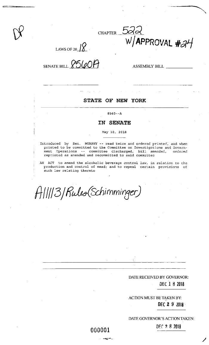NYS Bill and Veto Jackets: 2018, Chapter 522