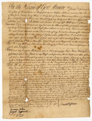 Probated will of James Degraw, 1767