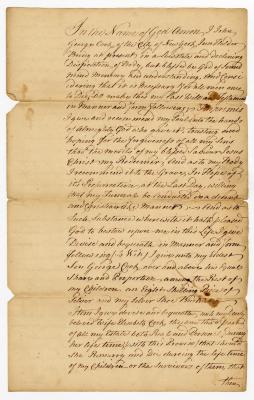 Probated will of John George Cook, 1767