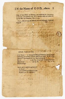 Probated will of Thomas Cramshire, 1767