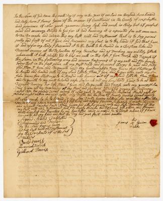 Probated will of James Guion, 1767