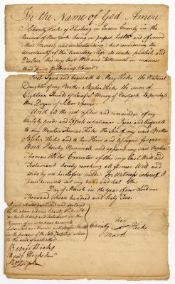 Probated will of Charity Hicks, 1767