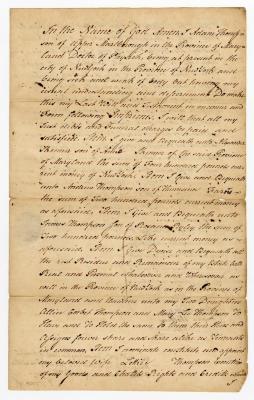 Probated will of Adam Thompson, 1767