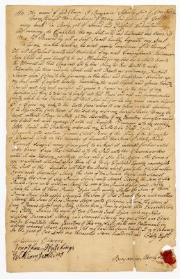 Probated will of Benjamin Akrely Jr., 1768