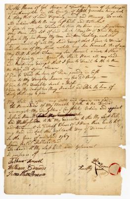 Probated will of Timothy Brown, 1768