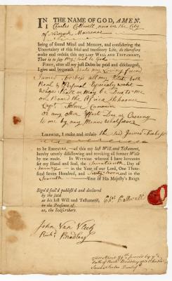 Probated will of Charles Collwell, 1768