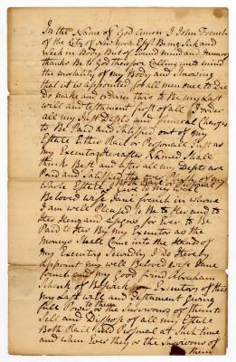 Probated will of John French, 1768