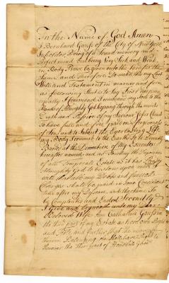 Probated will of Bernhard Gantsen, 1768