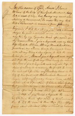 Probated will of James McEvers, 1768