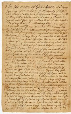 Probated will of Thomas Jennings, 1768