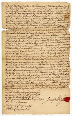 Probated will of Joseph Wright, 1768