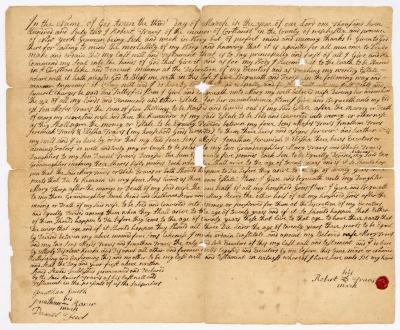 Probated will of Robert Travis, 1768