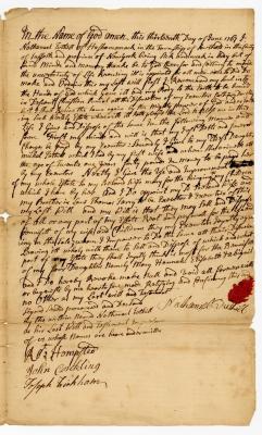 Probated will of Nathaniel Tuthill, 1768