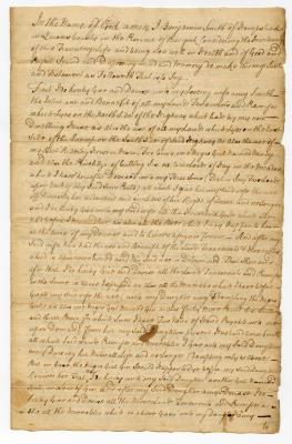 Probated will of Benjamin Smith, 1768