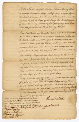 Probated will of Thomas Willett, 1768