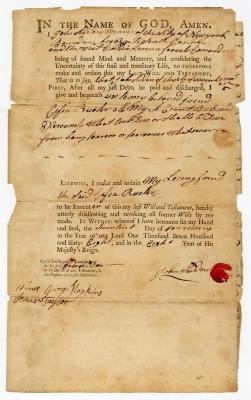 Probated will of John Seddon, 1768