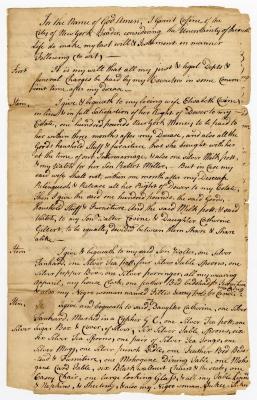 Probated will of Garret Cosine, 1769