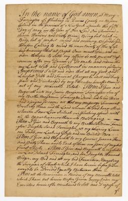 Probated will of Mary Farrington, 1769