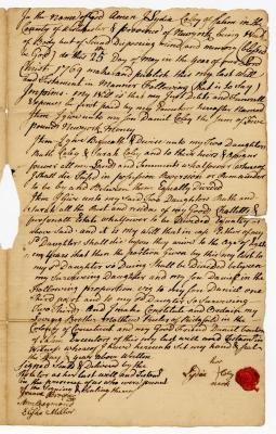 Probated will of Lyndia Coley, 1769