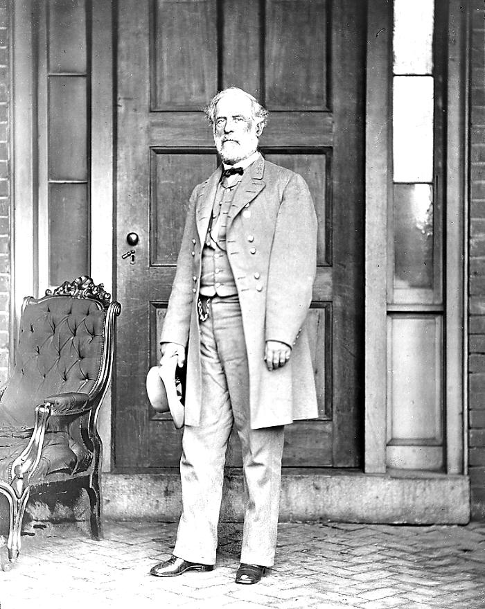 Civil War. Portrait of General Robert E. Lee standing in Doorway of House