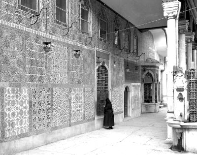 Turkey.  Inner Court of Eyub Mosque, Grill in front of Shrine