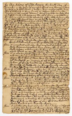 Probated will of Willem Kouwenhoven, 1769