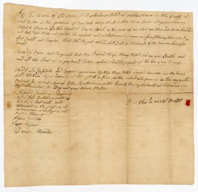 Probated will of Bartholomew Pettit, 1769
