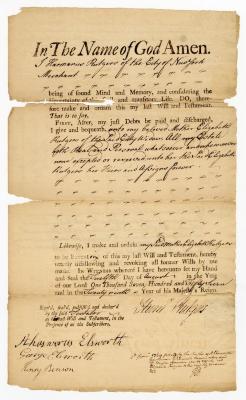 Probated will of Harmanus Rutgers, 1769