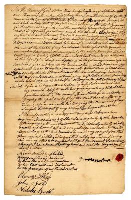 Probated will of Jonathan Lane, 1769