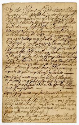 Probated will of Hugh Hunter, 1769