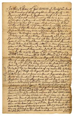 Probated will of Roelof Van Brunt, 1768