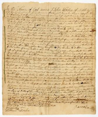 Probated will of John Worden, 1769