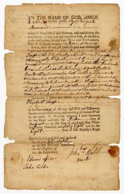 Probated will of John Walsh, 1769