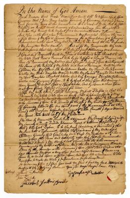 Probated will of John Frans Walter, 1769