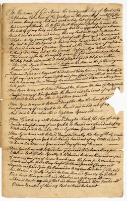 Probated will of Abraham Valentine, 1769