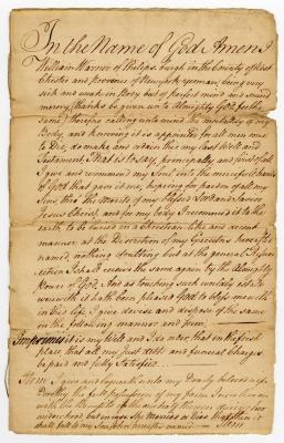 Probated will of William Warner, 1769