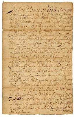 Probated will of Willem Lowrence, 1770
