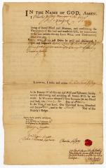 Probated will of Charles Jeffery, 1770