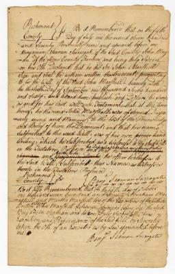 Probated will of John Marshal, 1770