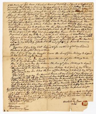 Probated will of Hezekiah Reave, 1770