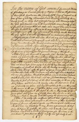 Probated will of Jacamiah Mitchell, 1770