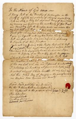 Probated will of Henry Rolt, 1770