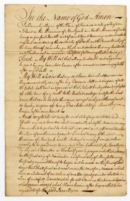 Probated will of Barnaby Byrne, 1771