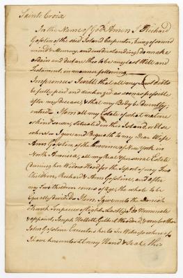 Probated will of Richard Goslin, 1771